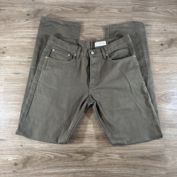 Gustin Mens #567 Army Selvedge Denim Jeans 34X36 California Straight Brown Mud - Picture 1 of 10